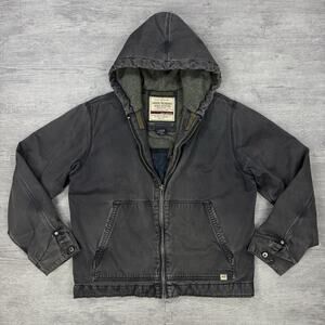 Abercrombie Fitch Jacket Mens M Gray Hooded Duck Canvas Work Washed Outdoor EUC